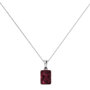 Minimalist Emerald-Cut Garnet Pendant in 18K White Gold (2.8ct)