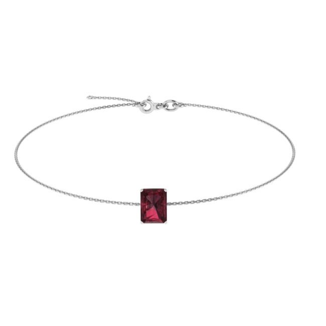 Minimalist Emerald-Cut Garnet Bracelet in 18K White Gold (2.8ct)