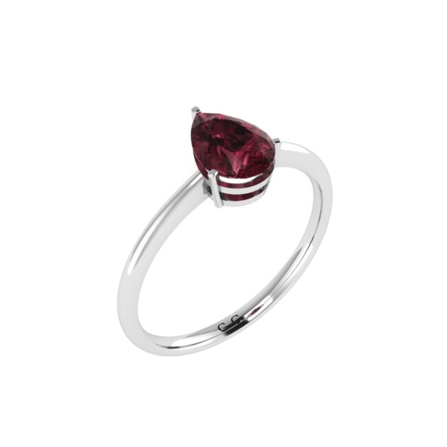 Minimalist Pear Garnet Ring in 18K White Gold (2.8ct)