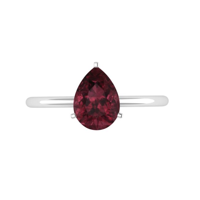 Minimalist Pear Garnet Ring in 18K White Gold (2.8ct)