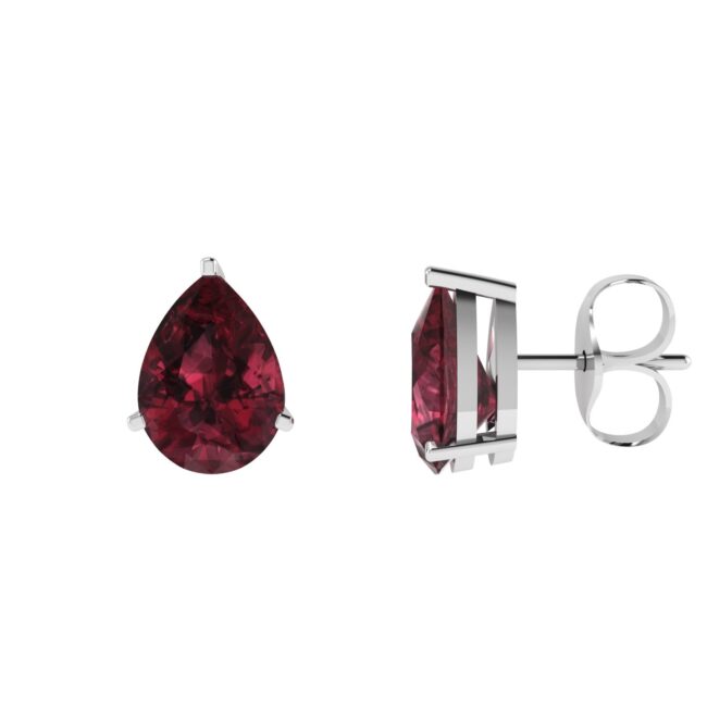 Minimalist Pear Garnet Earrings in 18K White Gold (5.6ct)