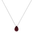 Minimalist Pear Garnet Necklace in 18K White Gold (2.8ct)
