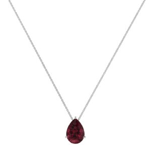 Minimalist Pear Garnet Necklace in 18K White Gold (2.8ct)