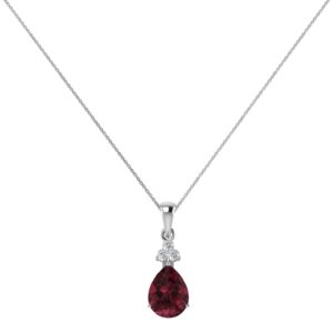 Minimalist Pear Garnet and Sparkling Diamond Pendant in 18K White Gold (2.8ct)