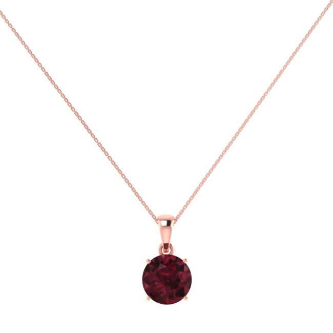 Scarlet Splendor Round Garnet Pendant in 18K Gold