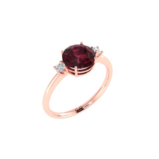 Diamond Accent Garnet Brilliance Ring in 18K Gold - Image 2