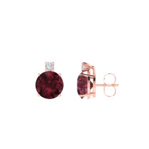 Diamond Accent Garnet Brilliance Earrings in 18k Gold