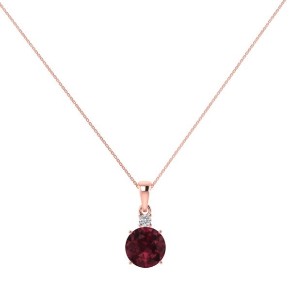Diamond Embrace Round Garnet Pendant in 18K Gold