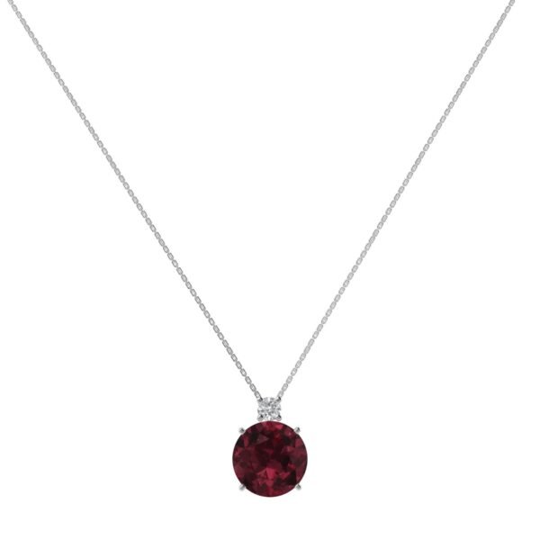 Diamond Crest Garnet Necklace in 18k Gold