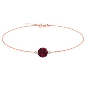Diamond Halo Crimson Radiance Garnet Bracelet in 18k Gold