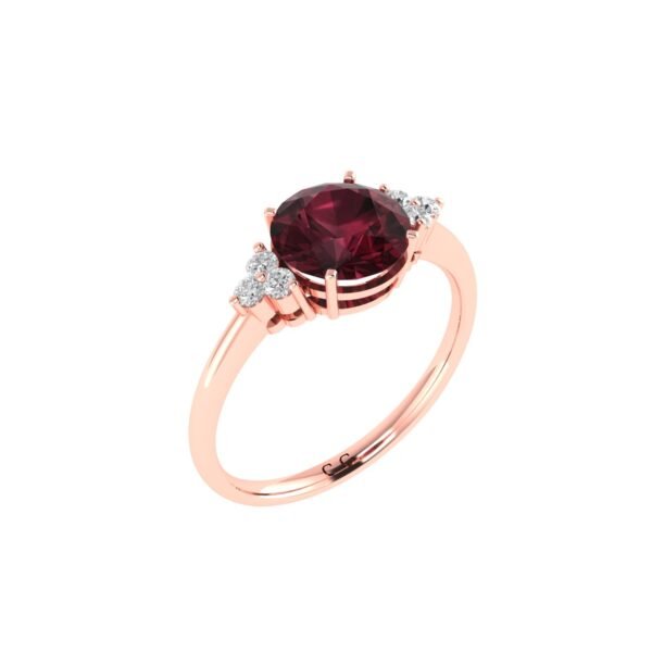 Triple Diamond Garnet Splendor Ring in 18K Gold - Image 2