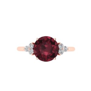 Triple Diamond Garnet Splendor Ring in 18K Gold