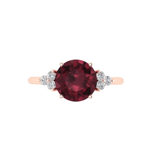 Triple Diamond Garnet Splendor Ring in 18K Gold