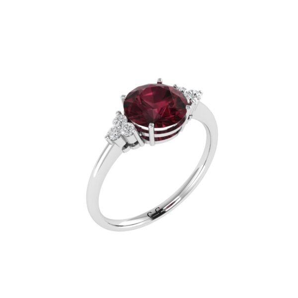 Triple Diamond Garnet Splendor Ring in 18K Gold