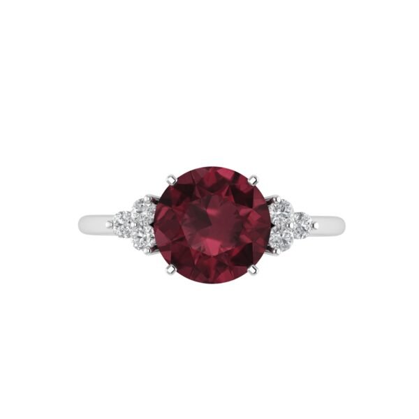 Triple Diamond Garnet Splendor Ring in 18K Gold