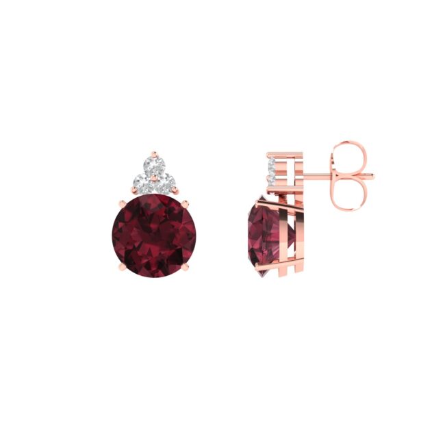 Triple Diamond Garnet Splendor Earrings in 18k Gold