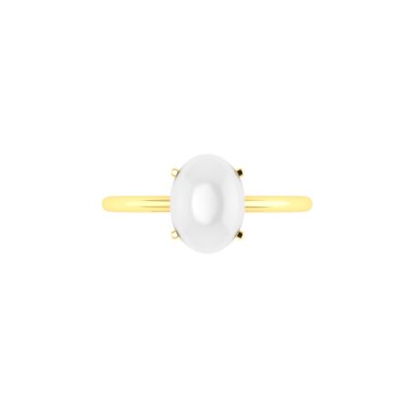 Minimalist Oval Moonstone Ring in 18K Yellow Gold (2.8ct)