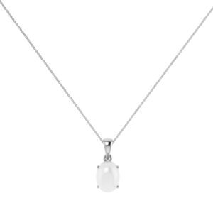 Minimalist Oval Moonstone Pendant in 18K White Gold (2.8ct)