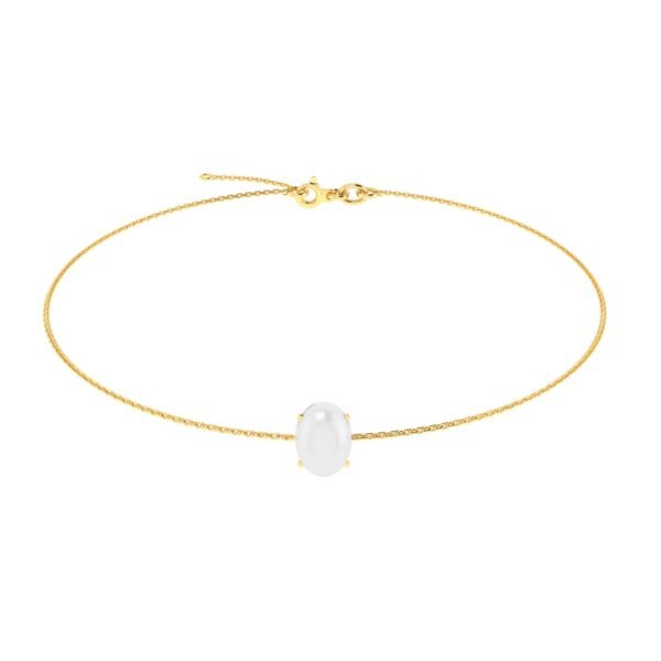 Minimalist Oval Moonstone Bracelet in 18K Yellow Gold (2.8ct)