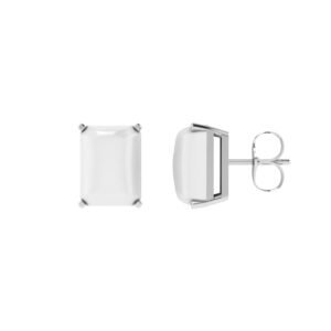 Minimalist Emerald-Cut Moonstone Earrings in 18K White Gold (5.6ct)