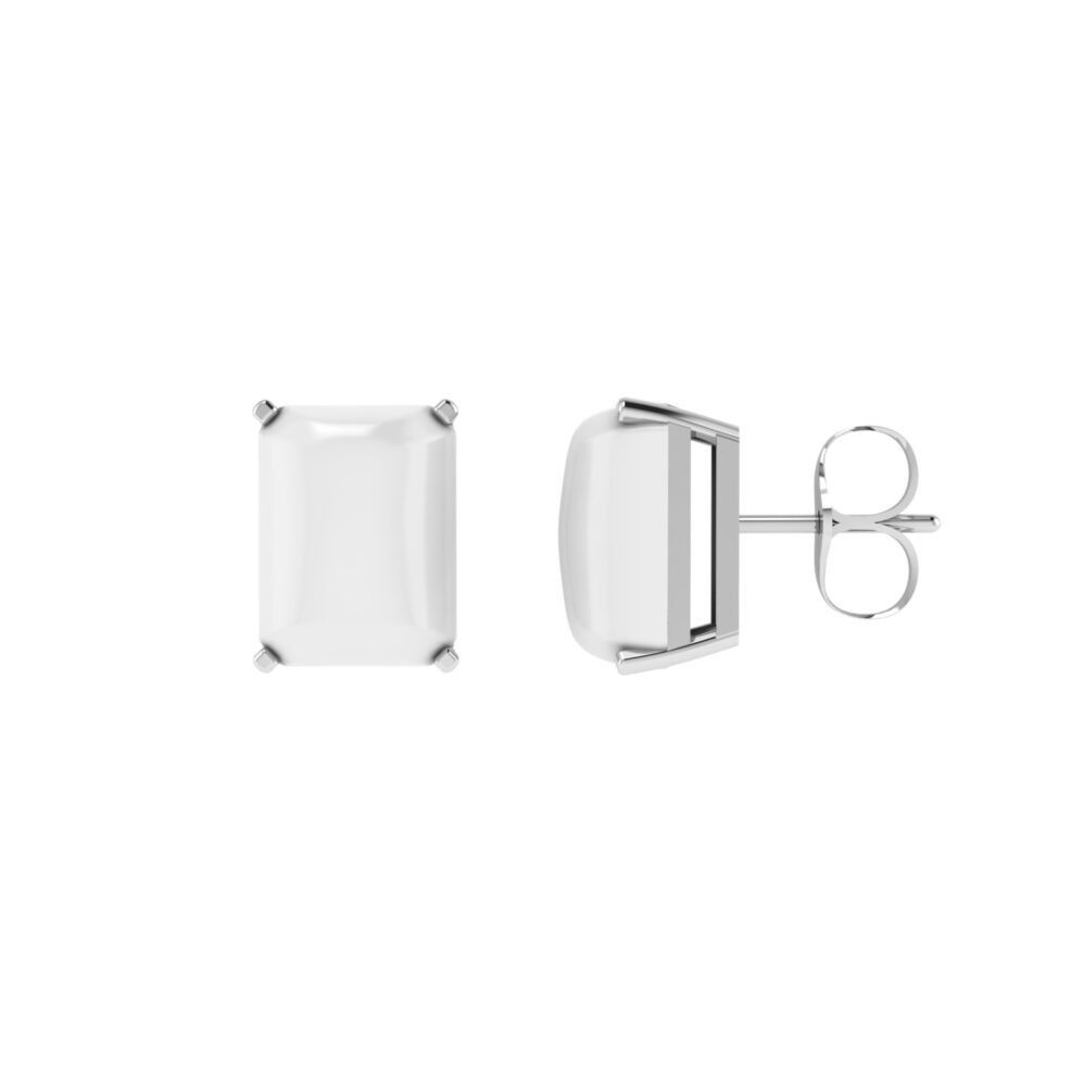 Minimalist Emerald-Cut Moonstone Earrings in 18K White Gold (5.6ct)