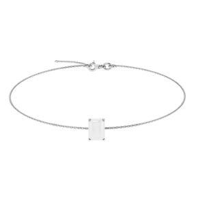 Minimalist Emerald-Cut Moonstone Bracelet in 18K White Gold (2.8ct)