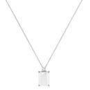 Minimalist Emerald-Cut Moonstone Necklace with Elegant Diamond Side Accents in 18K White Gold (2.8ct)