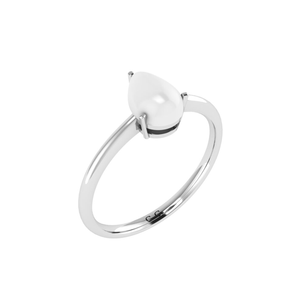 Minimalist Pear Moonstone Ring in 18K White Gold (2.8ct)