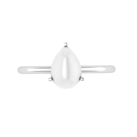 Minimalist Pear Moonstone Ring in 18K White Gold (2.8ct)