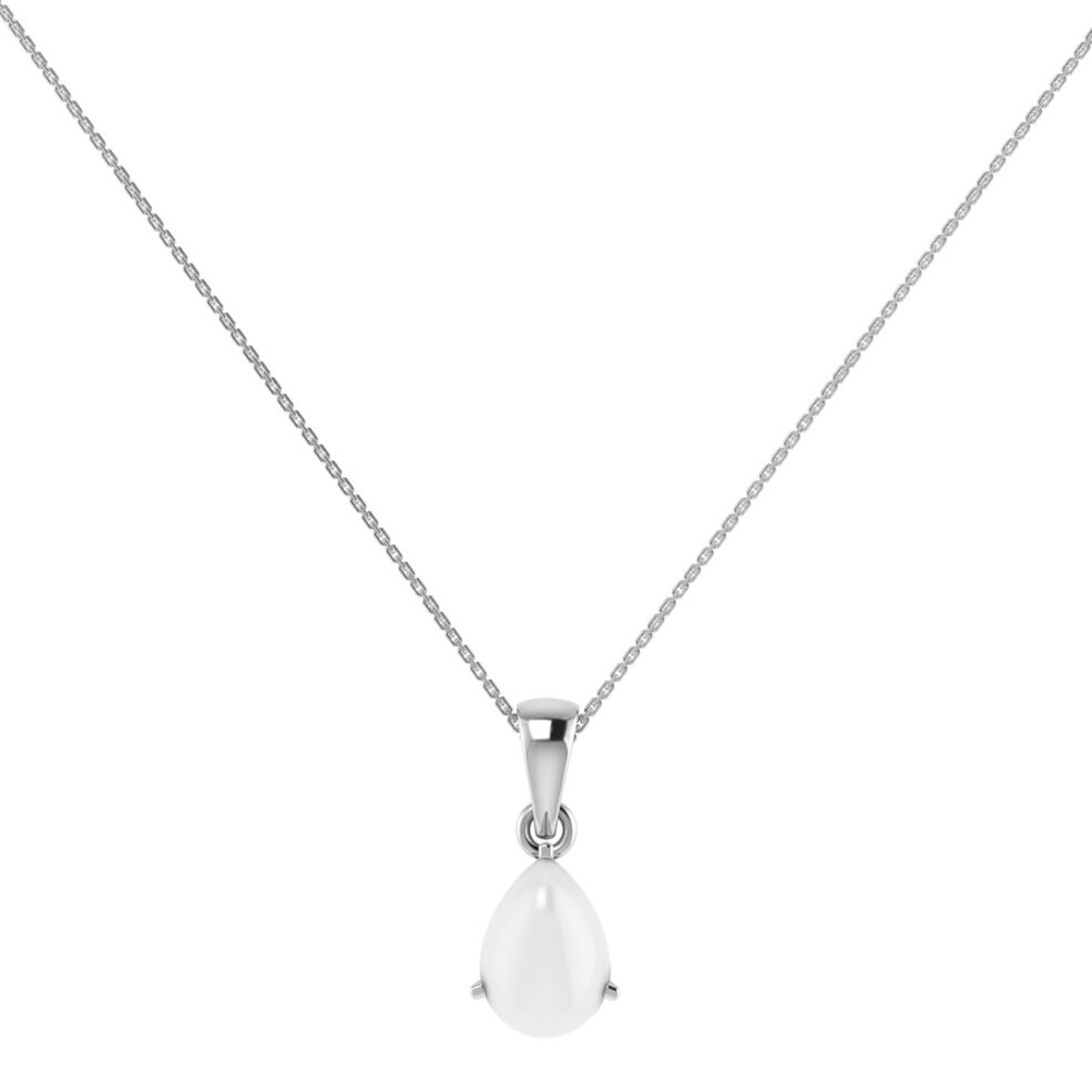 Minimalist Pear Moonstone Pendant in 18K White Gold (2.8ct)