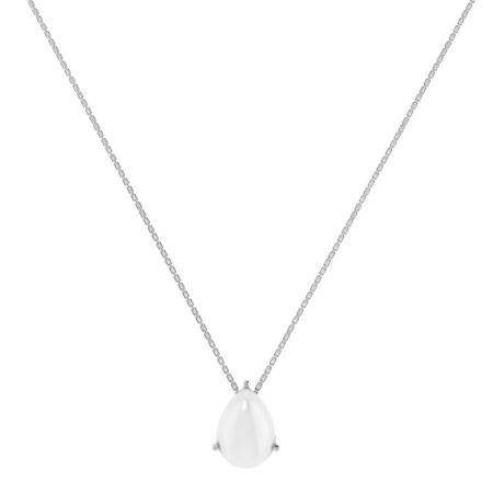 Minimalist Pear Moonstone Necklace in 18K White Gold (2.8ct)
