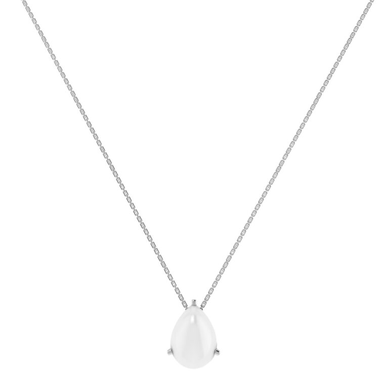 Minimalist Pear Moonstone Necklace in 18K White Gold (2.8ct)