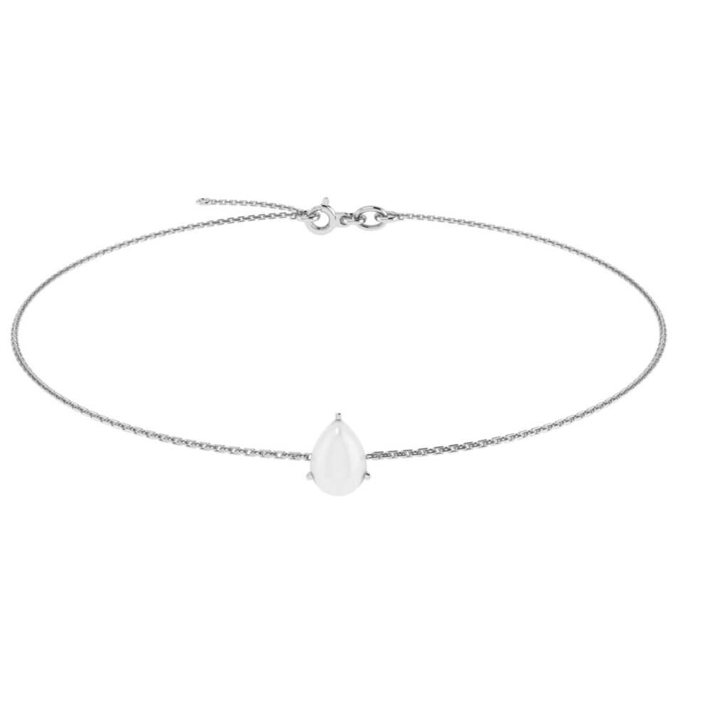 Minimalist Pear Moonstone Bracelet in 18K White Gold (2.8ct)