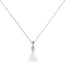Minimalist Pear Moonstone and Sparkling Diamond Pendant in 18K White Gold (2.8ct)