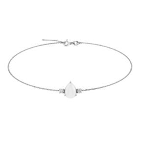 Minimalist Pear Moonstone and Sparkling Diamond Bracelet in 18K White Gold (2.8ct)