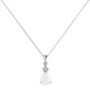 Minimalist Pear Moonstone and Sparkling Diamond Pendant in 18K White Gold (2.8ct)
