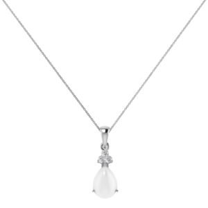 Minimalist Pear Moonstone and Sparkling Diamond Pendant in 18K White Gold (2.8ct)