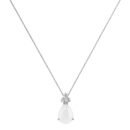 Minimalist Pear Moonstone and Sparkling Diamond Necklace in 18K White Gold (2.8ct)