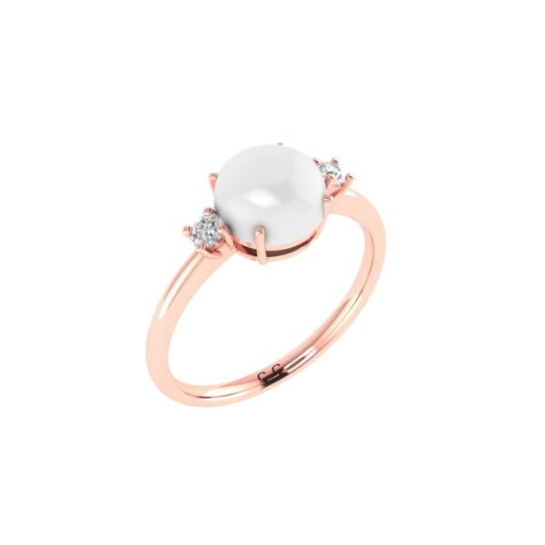 Diamond Accent Moonstone Brilliance Ring in 18K Gold - Image 2