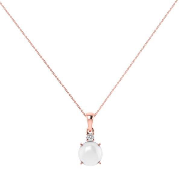 Celestial Sparkle Round Moonstone Pendant in 18K Gold