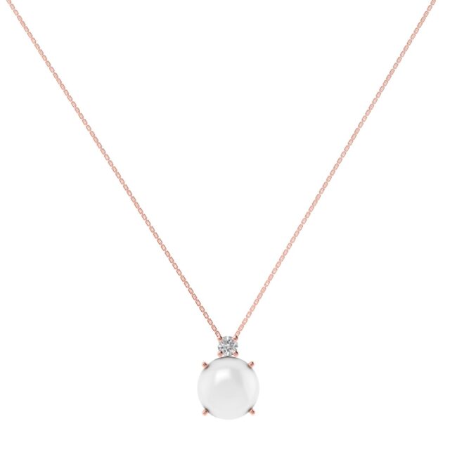 Diamond Crest Moonstone Necklace in 18k Gold