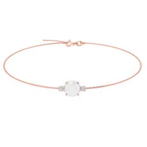 Diamond Halo Lunar Glow Moonstone Bracelet in 18k Gold