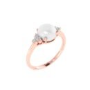Triple Diamond Moonstone Splendor Ring in 18K Gold