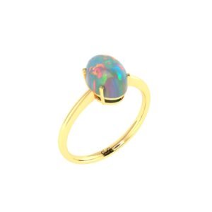 Minimalist Oval Opal Ring in 18K Yellow Gold (1.65ct)