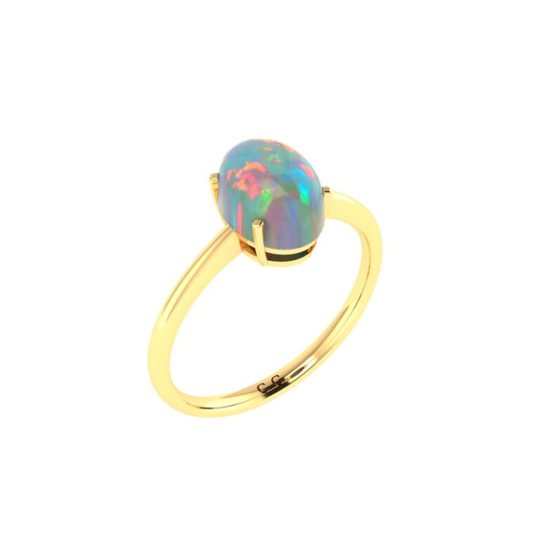 Minimalist Oval Opal Ring in 18K Yellow Gold (1.65ct)