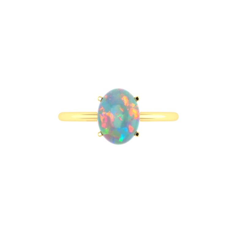 Minimalist Oval Opal Ring in 18K Yellow Gold (1.65ct)