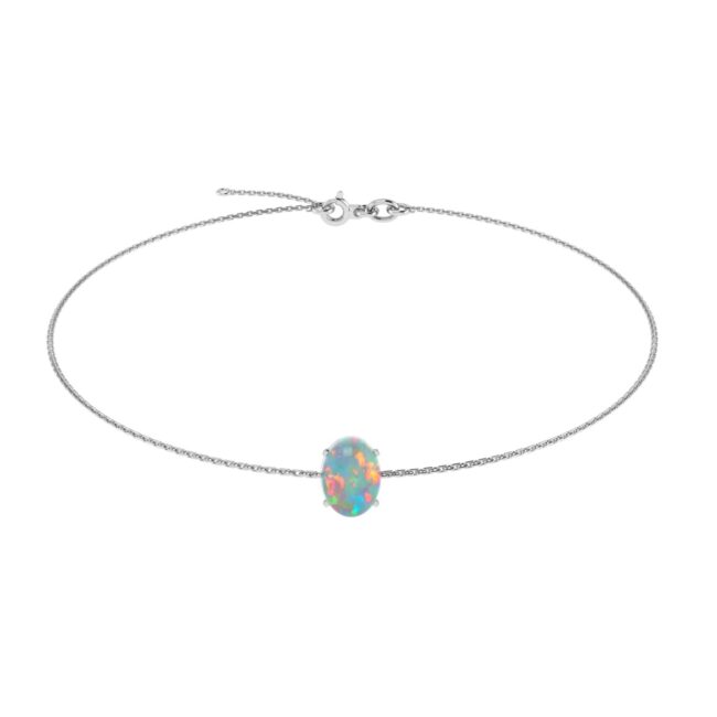 Minimalist Oval Opal Bracelet in 18K White Gold (1.65ct)