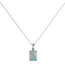 Minimalist Emerald-Cut Opal Pendant in 18K White Gold (1.65ct)