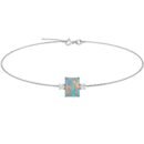 Minimalist Emerald-Cut Opal Bracelet with Elegant Diamond Side Accents in 18K White Gold (1.65ct)