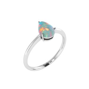 Minimalist Pear Opal Ring in 18K White Gold (1.65ct)